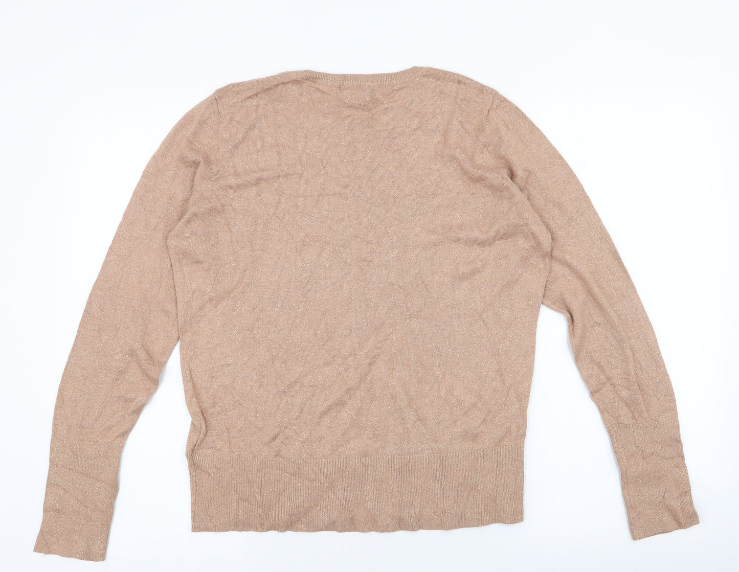 H&M Womens Brown Round Neck  Viscose Pullover Jumper Size L
