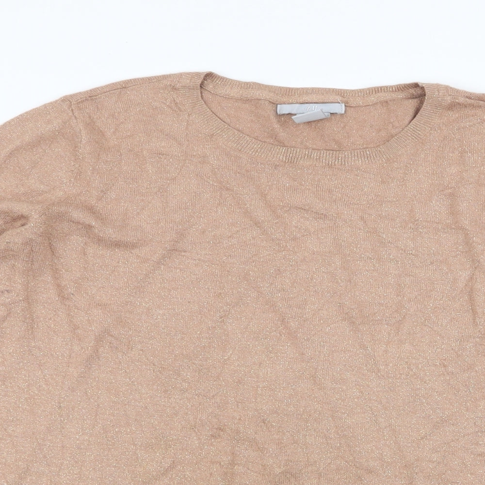 H&M Womens Brown Round Neck  Viscose Pullover Jumper Size L