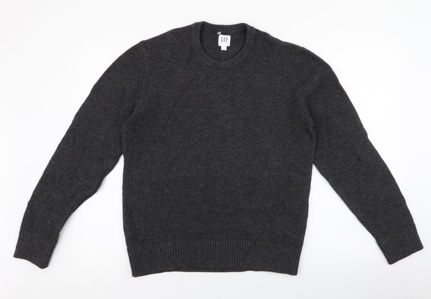 Gap Mens Grey Round Neck  Cotton Pullover Jumper Size S