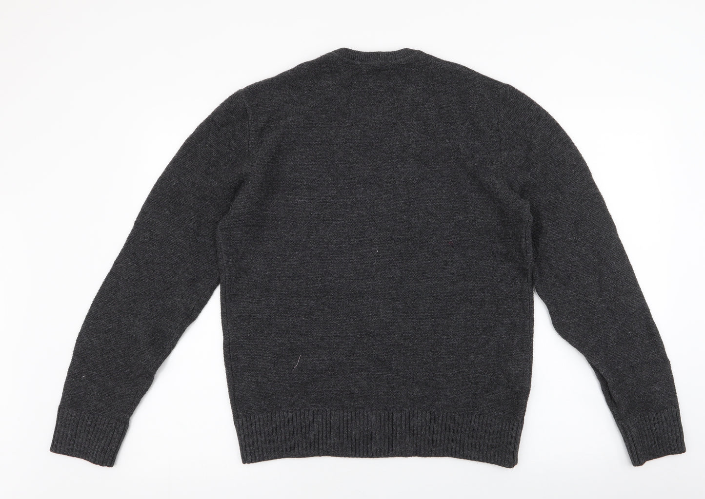 Gap Mens Grey Round Neck  Cotton Pullover Jumper Size S