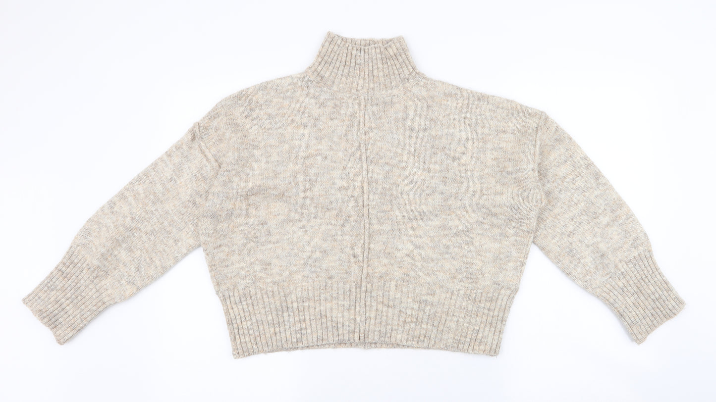 New Look Womens Beige Roll Neck  Polyester Pullover Jumper Size S   - Cropped Jumper