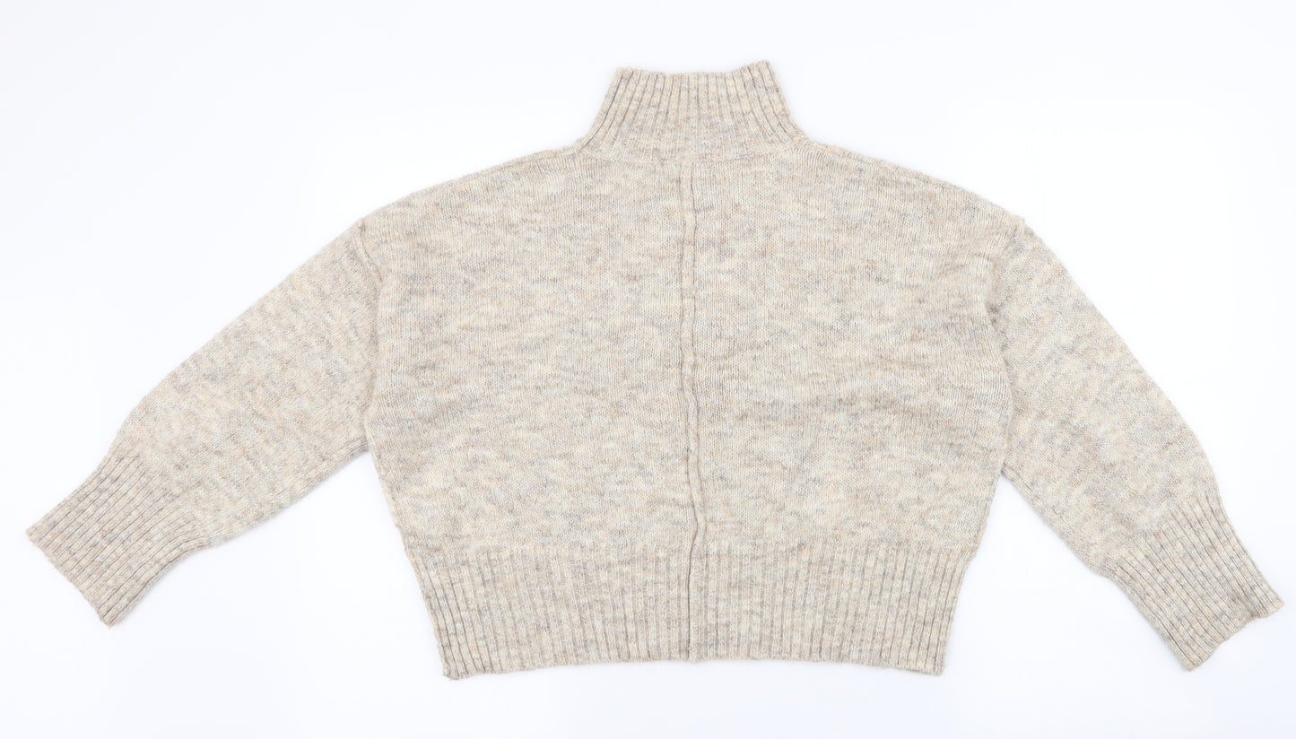 New Look Womens Beige Roll Neck  Polyester Pullover Jumper Size S   - Cropped Jumper