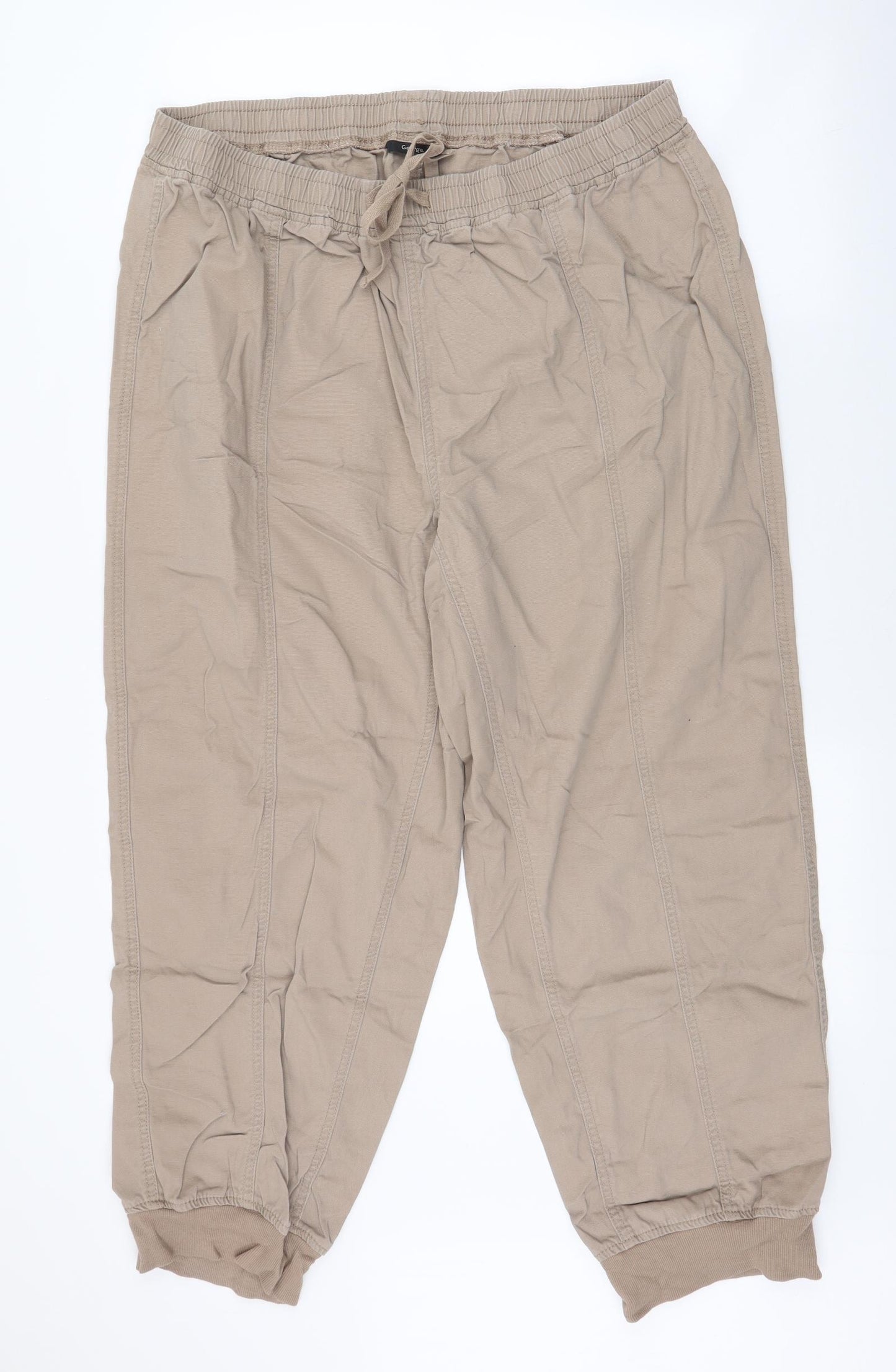 George Womens Brown  Cotton Jogger Trousers Size 20 L27 in Regular Drawstring