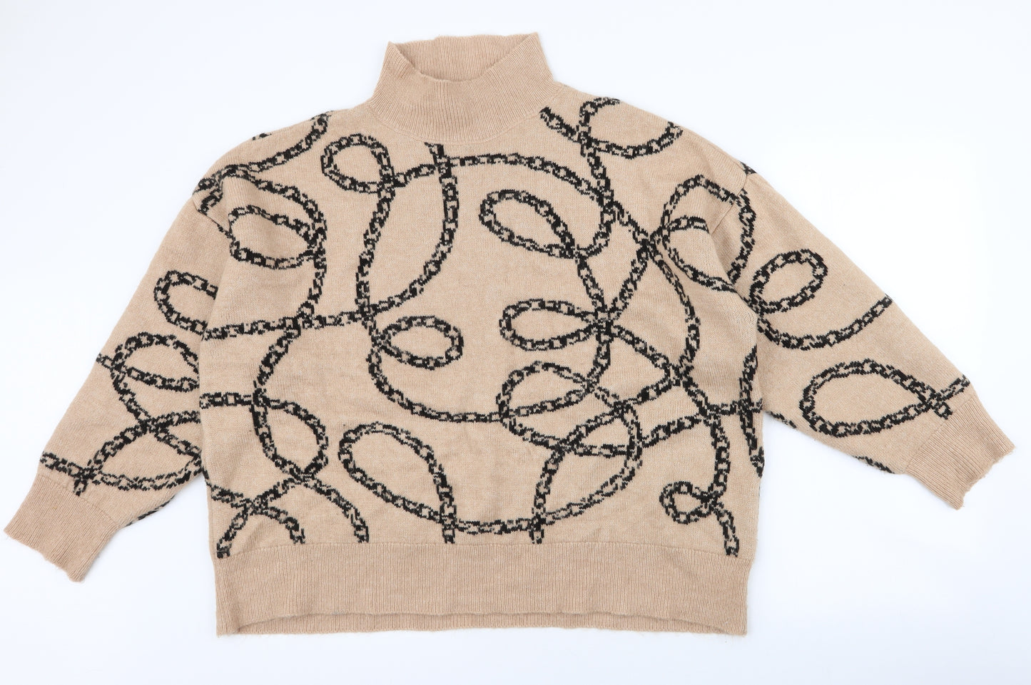 F&F Womens Brown High Neck  Acrylic Pullover Jumper Size 20   - chain