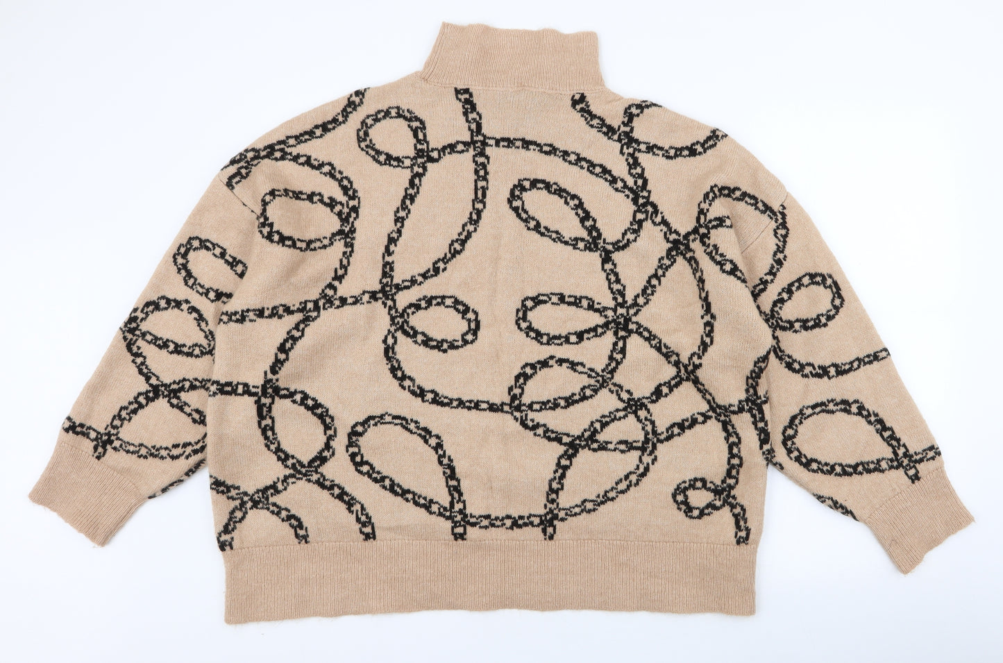 F&F Womens Brown High Neck  Acrylic Pullover Jumper Size 20   - chain