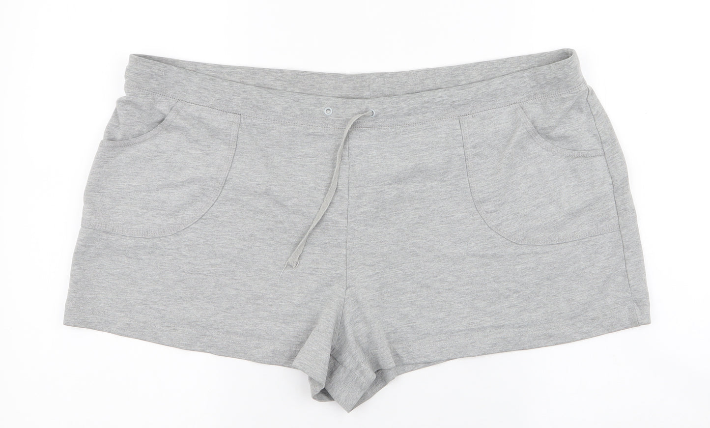 Papaya Womens Grey Houndstooth Polyester Sweat Shorts Size 20  Regular Drawstring