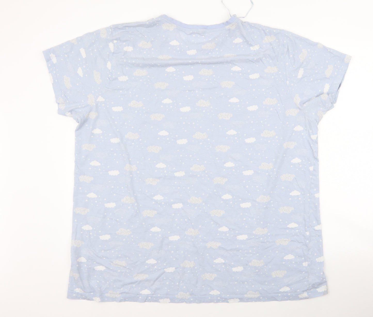 Dunnes Stores Womens Blue  Cotton Top Pyjama Top Size XL   - clouds