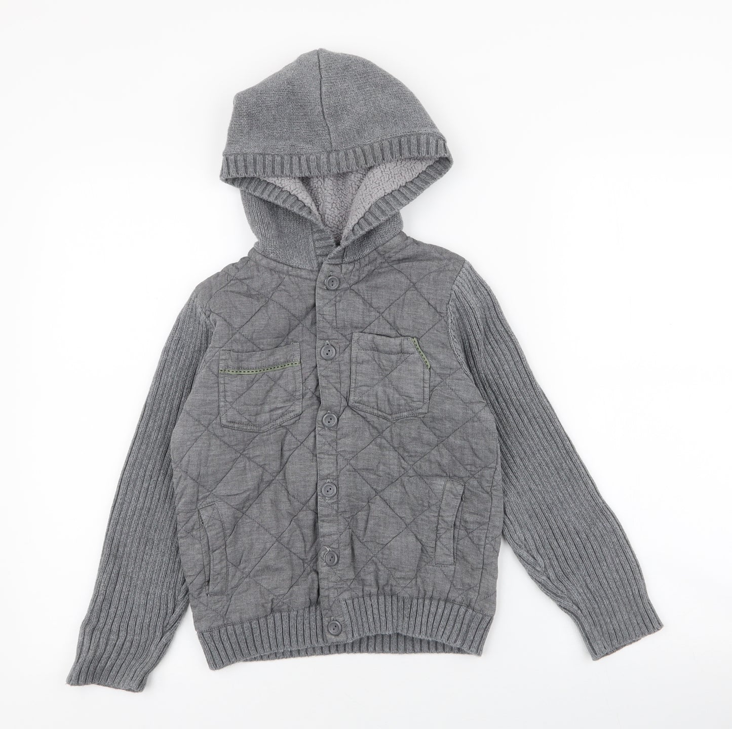 NEXT Boys Grey  Cotton Pullover Hoodie Size 8 Years  Button