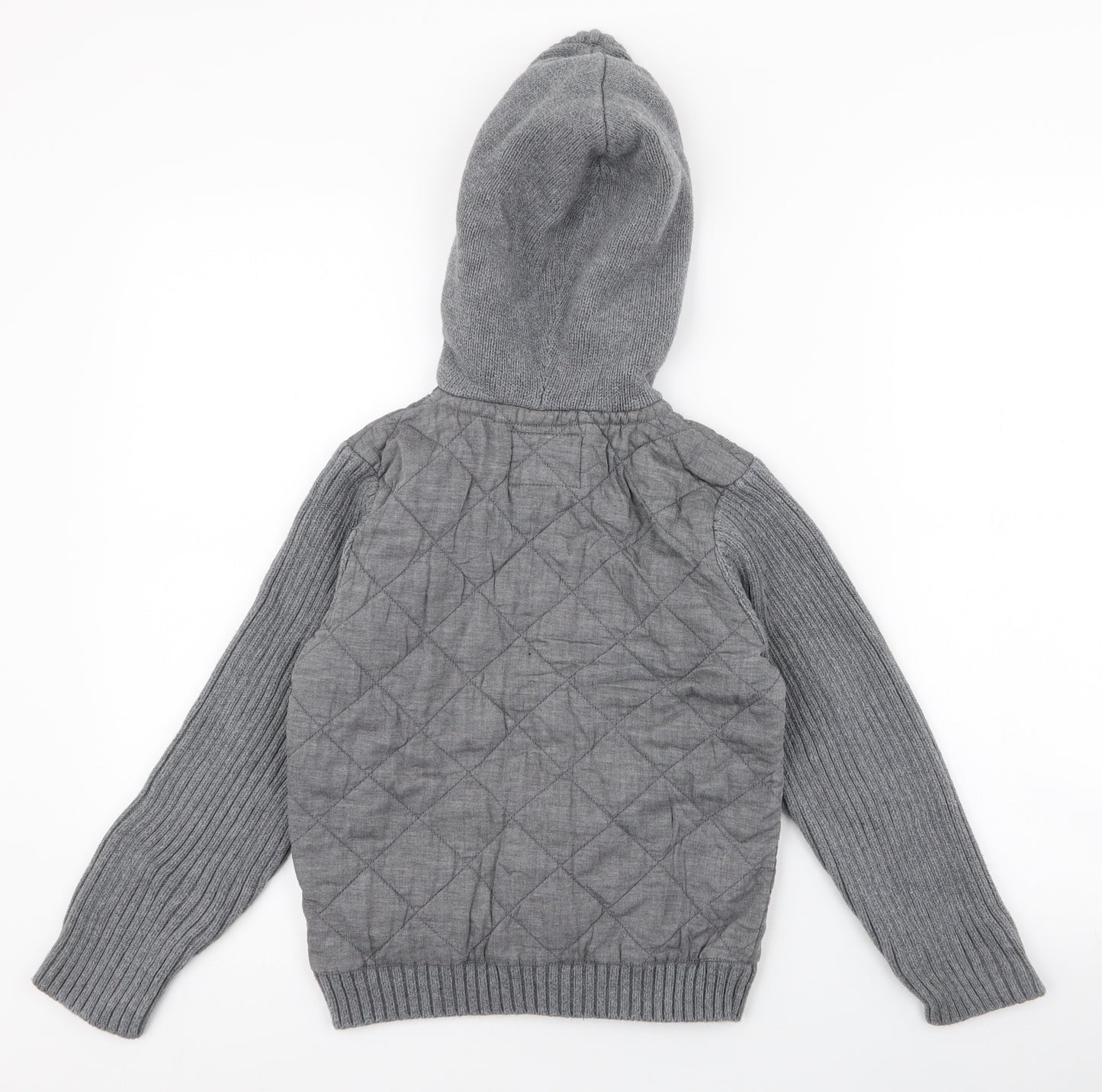 NEXT Boys Grey  Cotton Pullover Hoodie Size 8 Years  Button