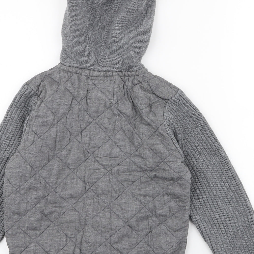 NEXT Boys Grey  Cotton Pullover Hoodie Size 8 Years  Button