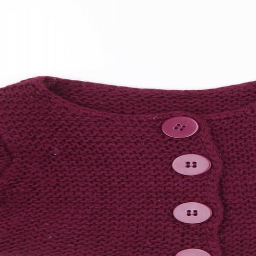 Dunnes Stores Girls Purple Round Neck  Acrylic Cardigan Jumper Size 3 Years  Button - cropped