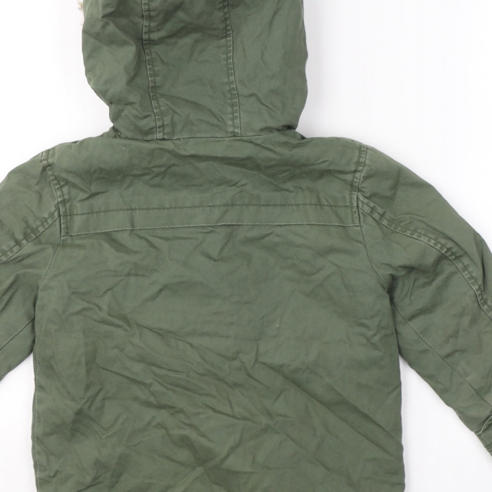 Mini Club Boys Green   Parka Coat Size 3-4 Years  Zip