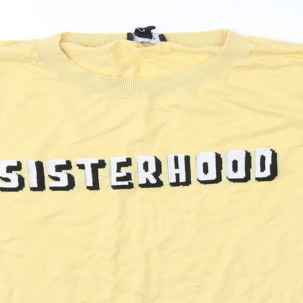 New Look Womens Yellow Round Neck  Cotton Pullover Jumper Size 18   - Sisterhood