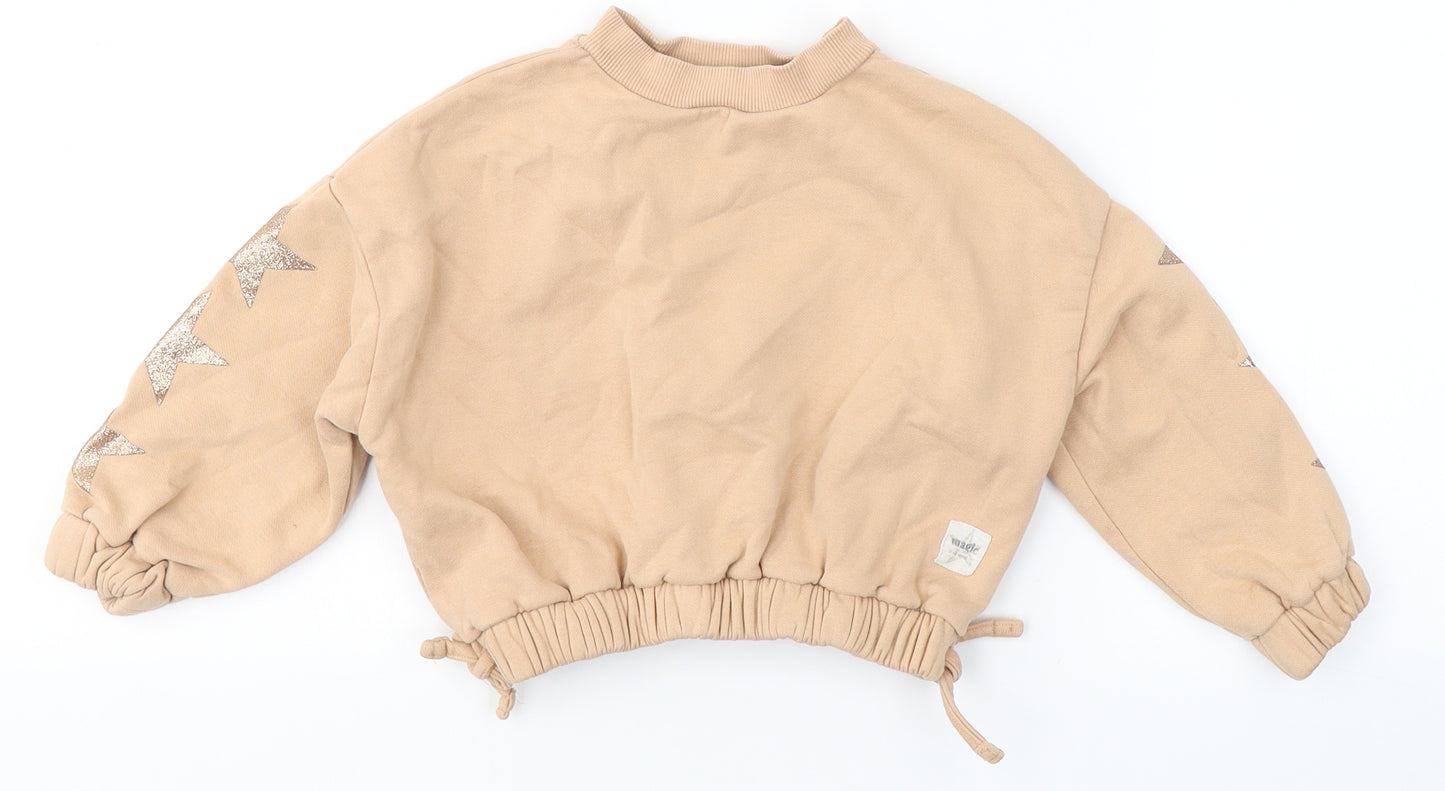 Nutmeg Girls Beige  Cotton Pullover Sweatshirt Size 4-5 Years   - Stars