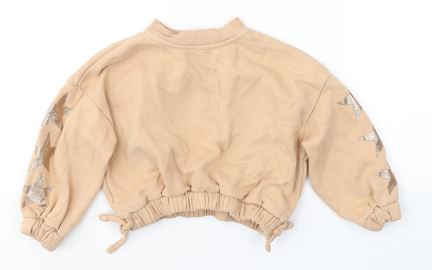 Nutmeg Girls Beige  Cotton Pullover Sweatshirt Size 4-5 Years   - Stars