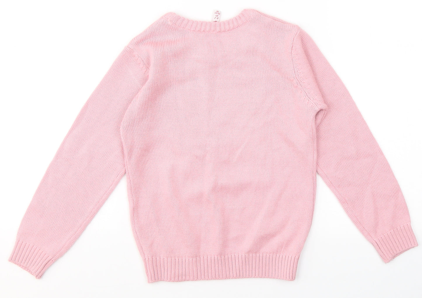 Chalk Girls Pink Round Neck  Acrylic Pullover Jumper Size 5-6 Years   - buttefly