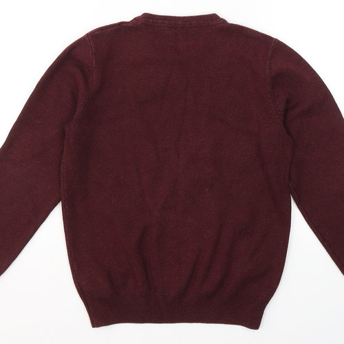 John Lewis Boys Red V-Neck  Acrylic Pullover Jumper Size 9-10 Years