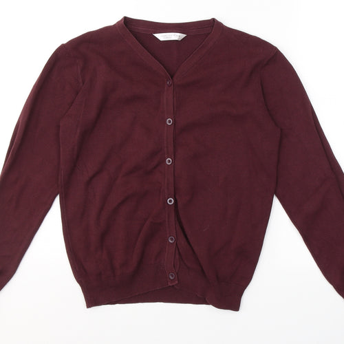 John Lewis Boys Red V-Neck  Cotton Cardigan Jumper Size 11-12 Years  Button