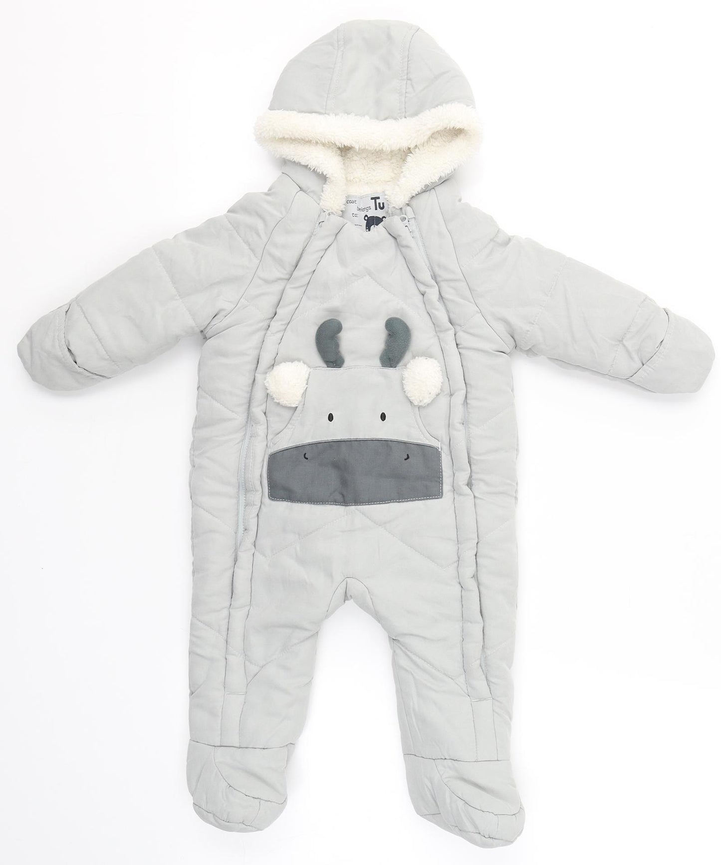 TU Baby Grey   3-in-1 Jacket Snowsuit Size 3-6 Months   Zip