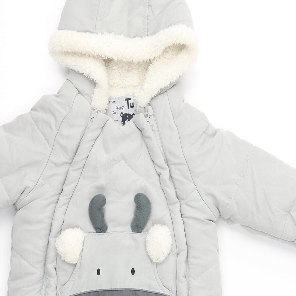 TU Baby Grey   3-in-1 Jacket Snowsuit Size 3-6 Months   Zip
