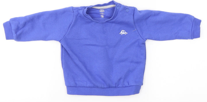 F&F Boys Blue  Cotton Pullover Jumper Size 3-6 Months   - car