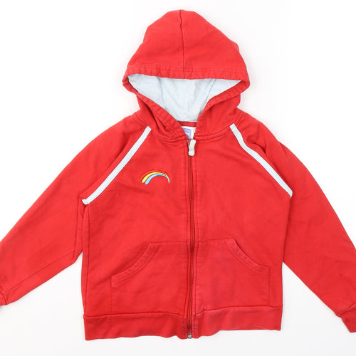 Girlguiding UK Girls Red  Cotton Pullover Hoodie Size M  Zip - Rainbow