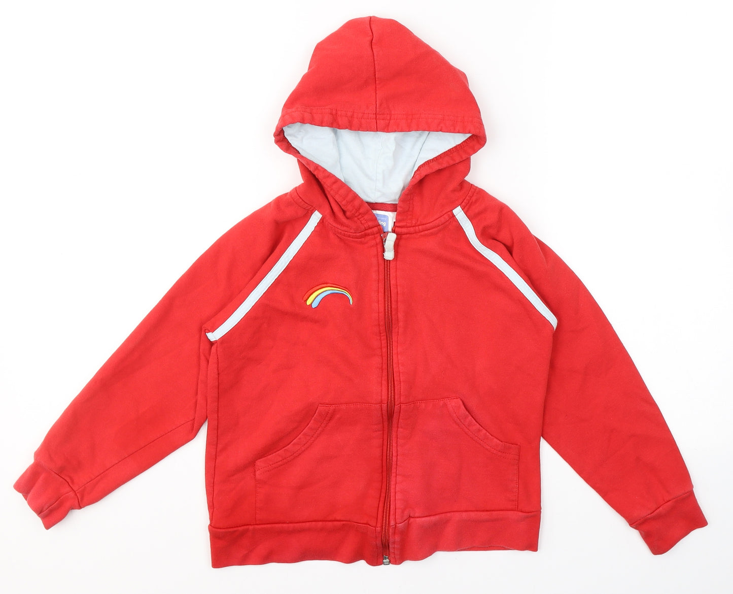 Girlguiding UK Girls Red  Cotton Pullover Hoodie Size M  Zip - Rainbow