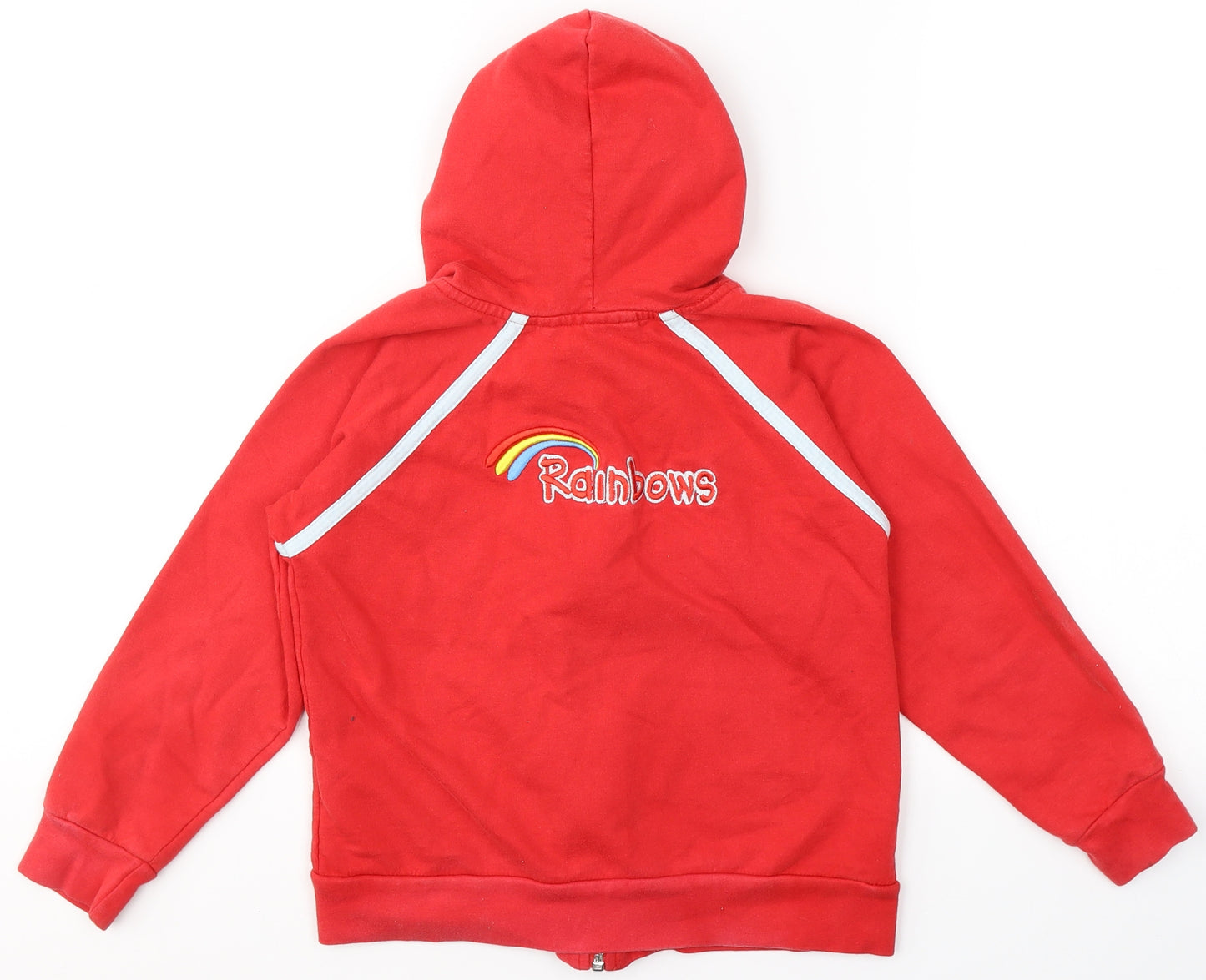 Girlguiding UK Girls Red  Cotton Pullover Hoodie Size M  Zip - Rainbow