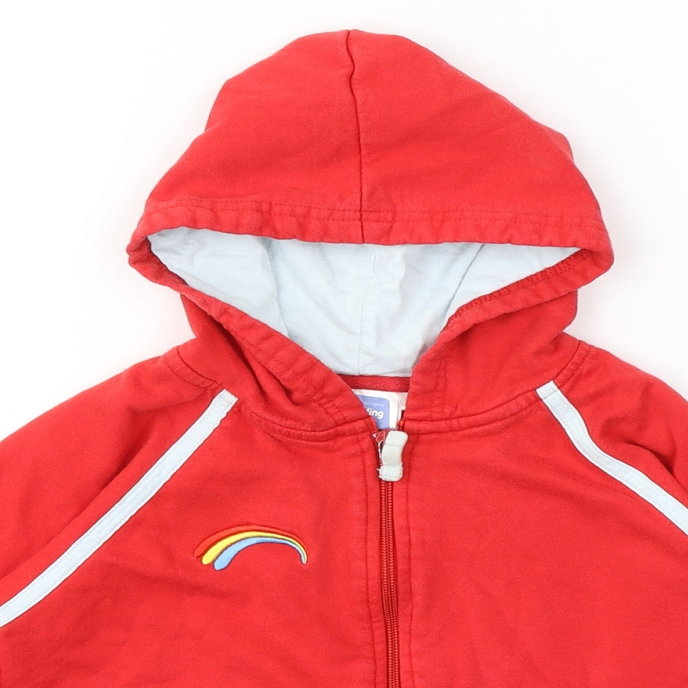 Girlguiding UK Girls Red  Cotton Pullover Hoodie Size M  Zip - Rainbow