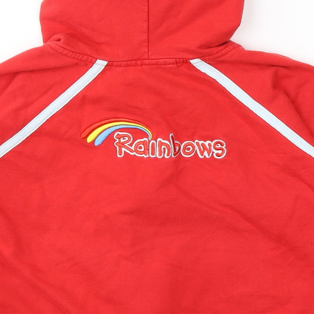 Girlguiding UK Girls Red  Cotton Pullover Hoodie Size M  Zip - Rainbow