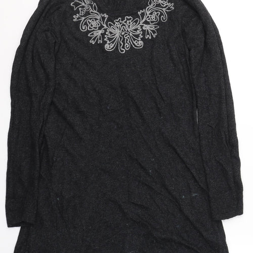 EAST Womens Grey Round Neck  Viscose Pullover Jumper Size M
