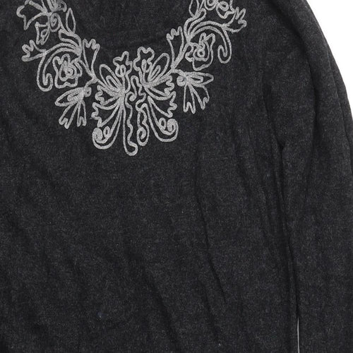 EAST Womens Grey Round Neck  Viscose Pullover Jumper Size M