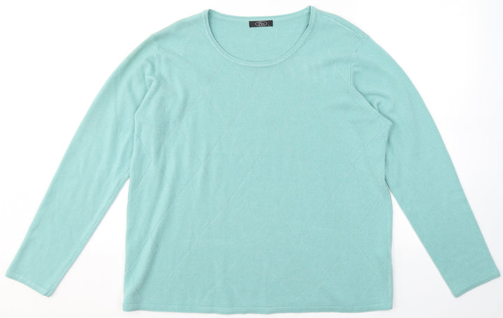 BM Womens Blue Round Neck  Acrylic Pullover Jumper Size L