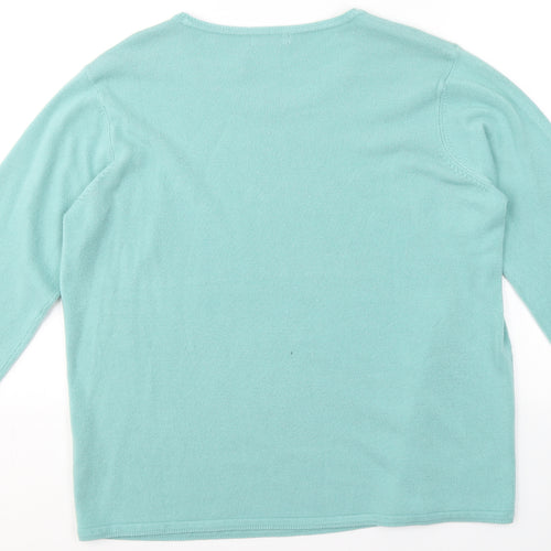 BM Womens Blue Round Neck  Acrylic Pullover Jumper Size L