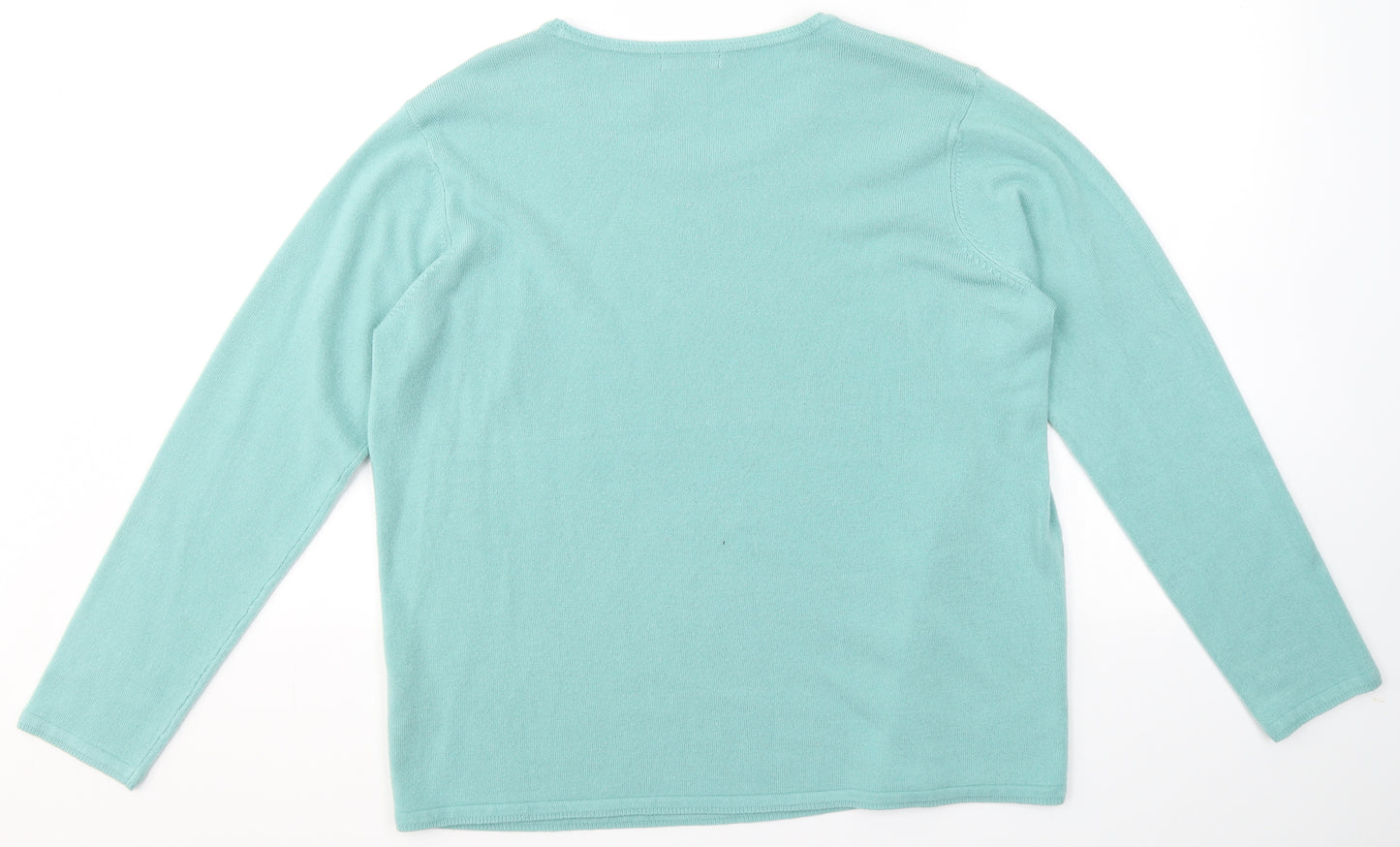 BM Womens Blue Round Neck  Acrylic Pullover Jumper Size L