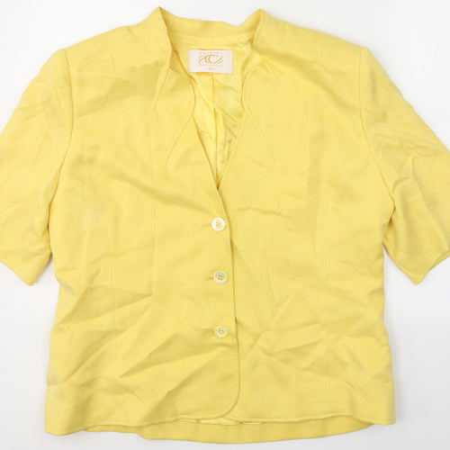 Country Casuals Womens Yellow  Cupro Jacket Blazer Size 18