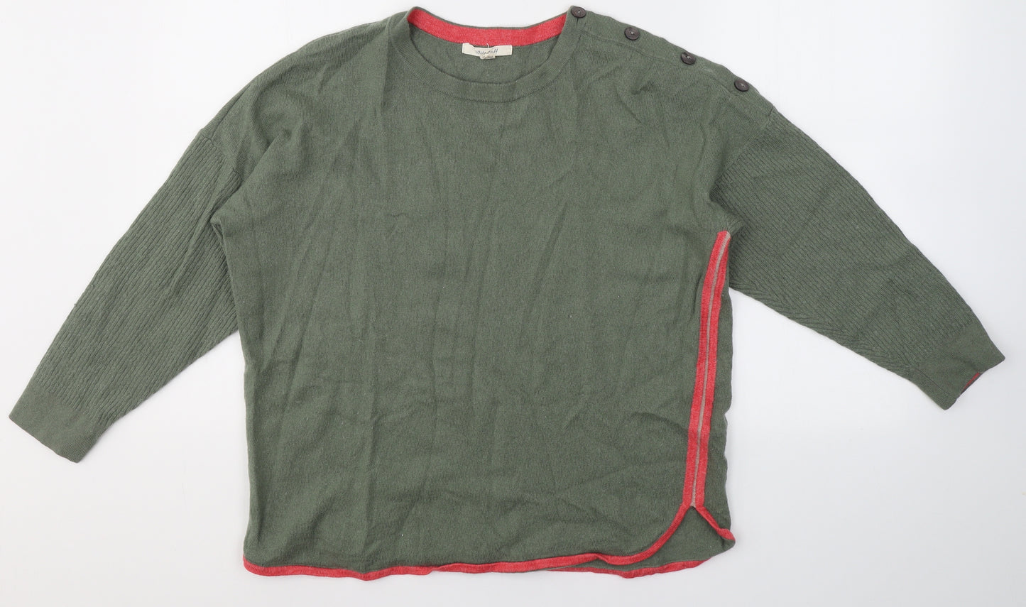 White Stuff Womens Green Round Neck  Viscose Pullover Jumper Size 18