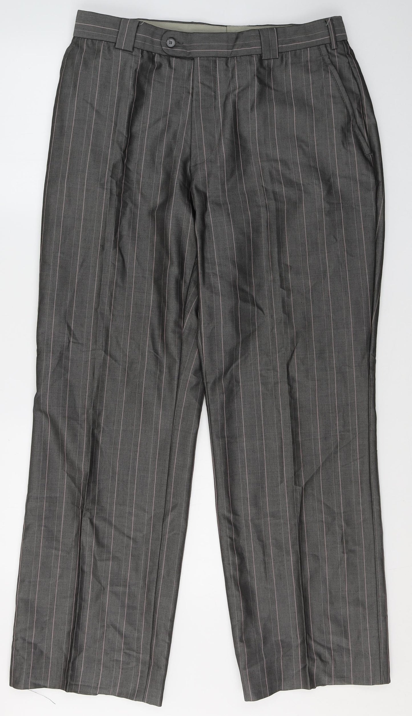 REMUS Mens Grey  Wool Trousers  Size 33 in L31 in Regular Button