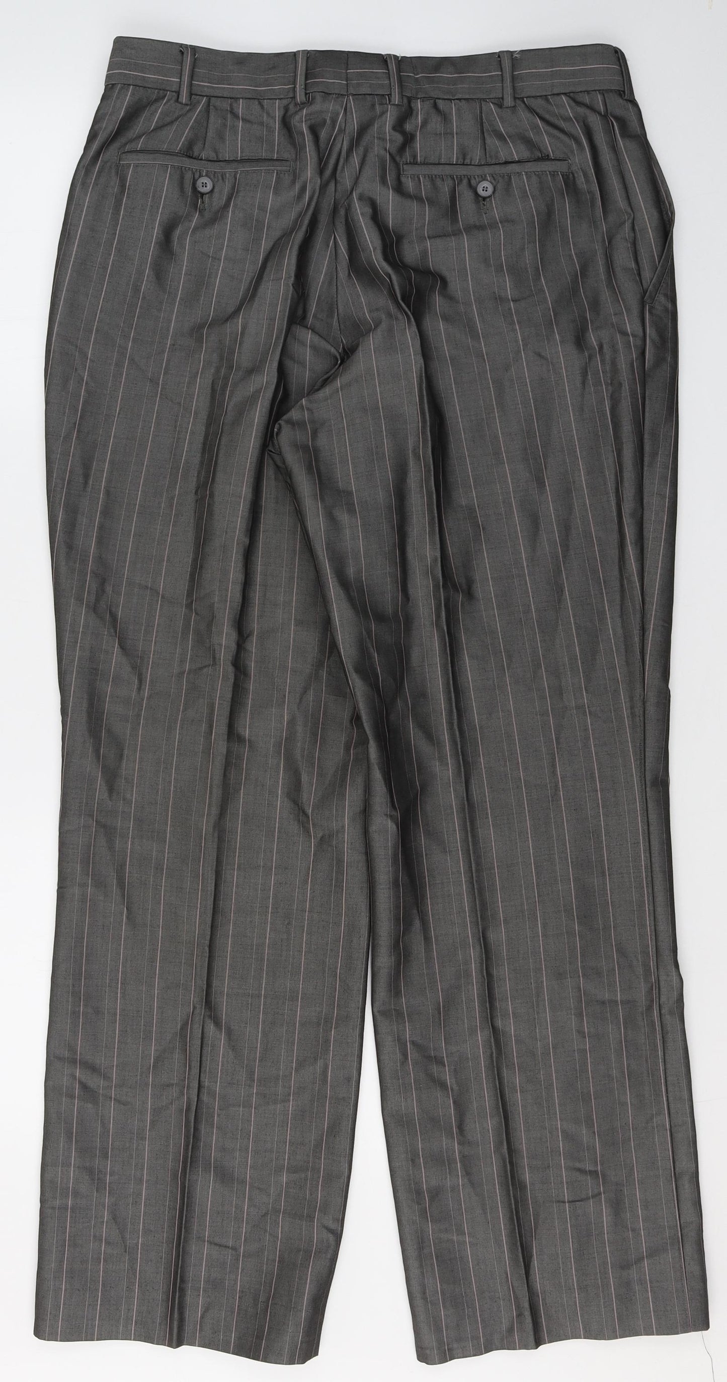 REMUS Mens Grey  Wool Trousers  Size 33 in L31 in Regular Button