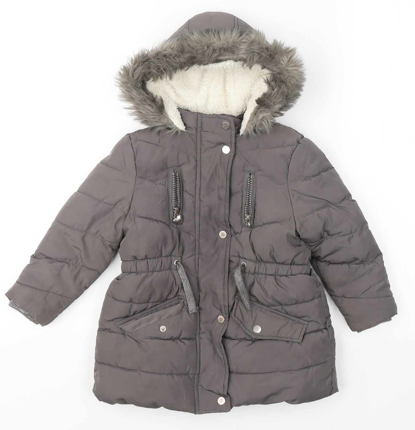 Primark Girls Grey   Puffer Jacket Coat Size 2-3 Years