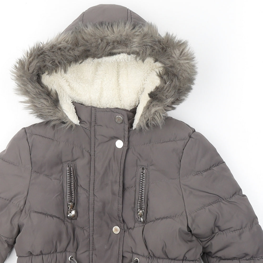 Primark Girls Grey   Puffer Jacket Coat Size 2-3 Years