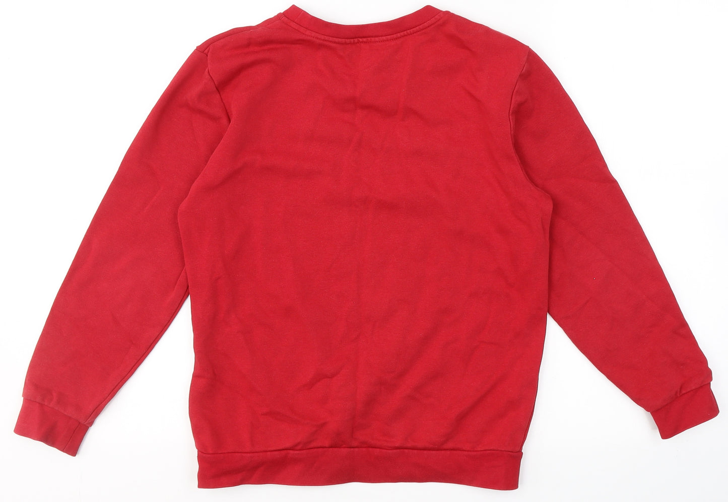 George Boys Red Round Neck  Cotton Pullover Jumper Size 8-9 Years