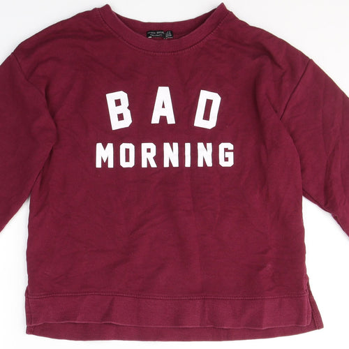 Bershka Womens Red  Polyester Pullover Sweatshirt Size M   - bad morning