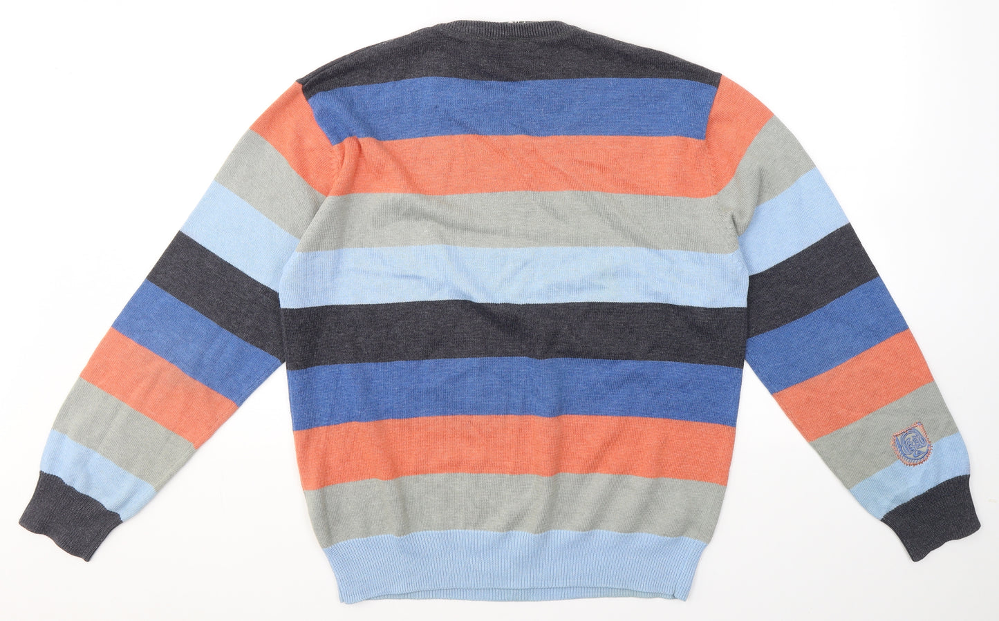 Quick Silver Mens Multicoloured Round Neck Striped Acrylic Pullover Jumper Size L