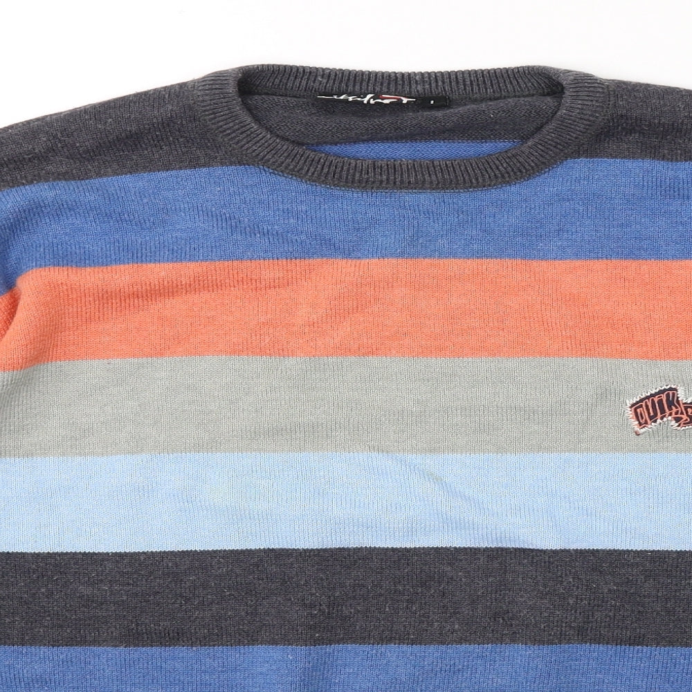 Quick Silver Mens Multicoloured Round Neck Striped Acrylic Pullover Jumper Size L