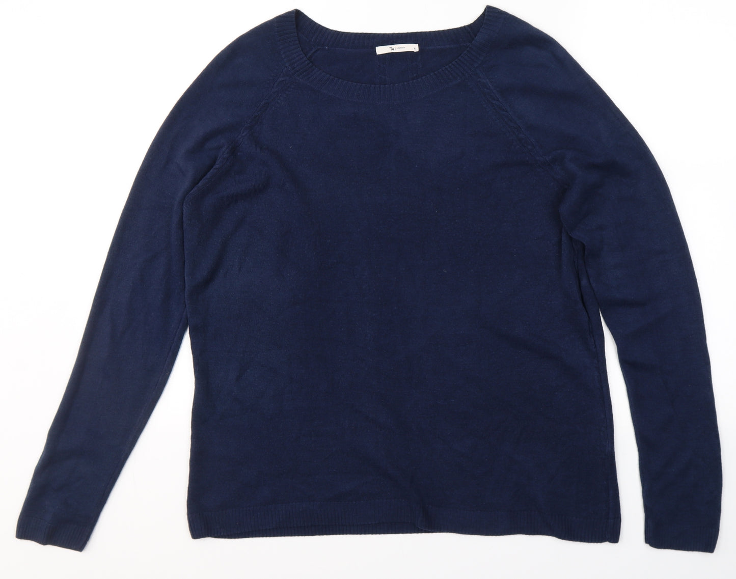 TU Womens Blue Round Neck  Acrylic Pullover Jumper Size 16