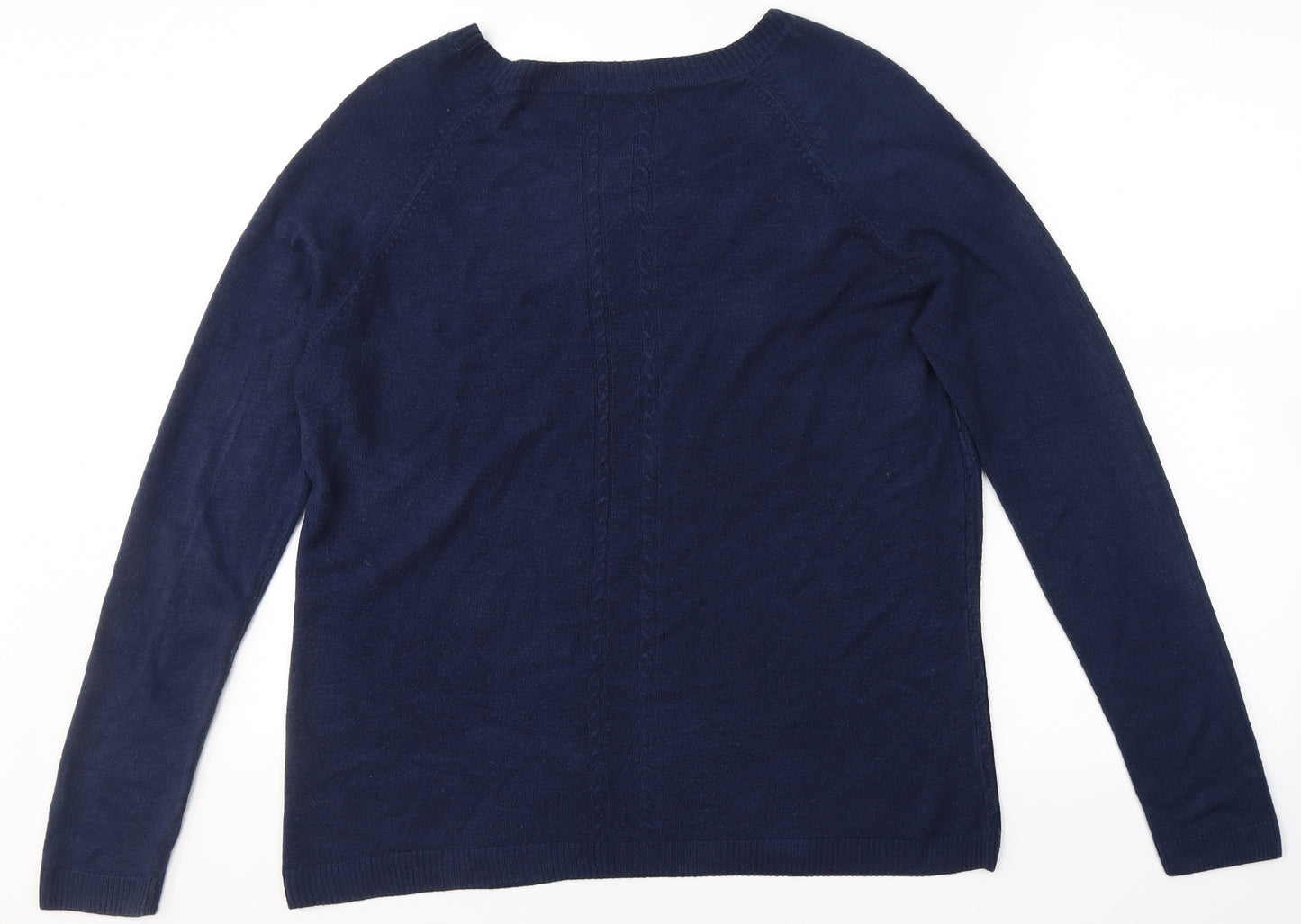 TU Womens Blue Round Neck  Acrylic Pullover Jumper Size 16