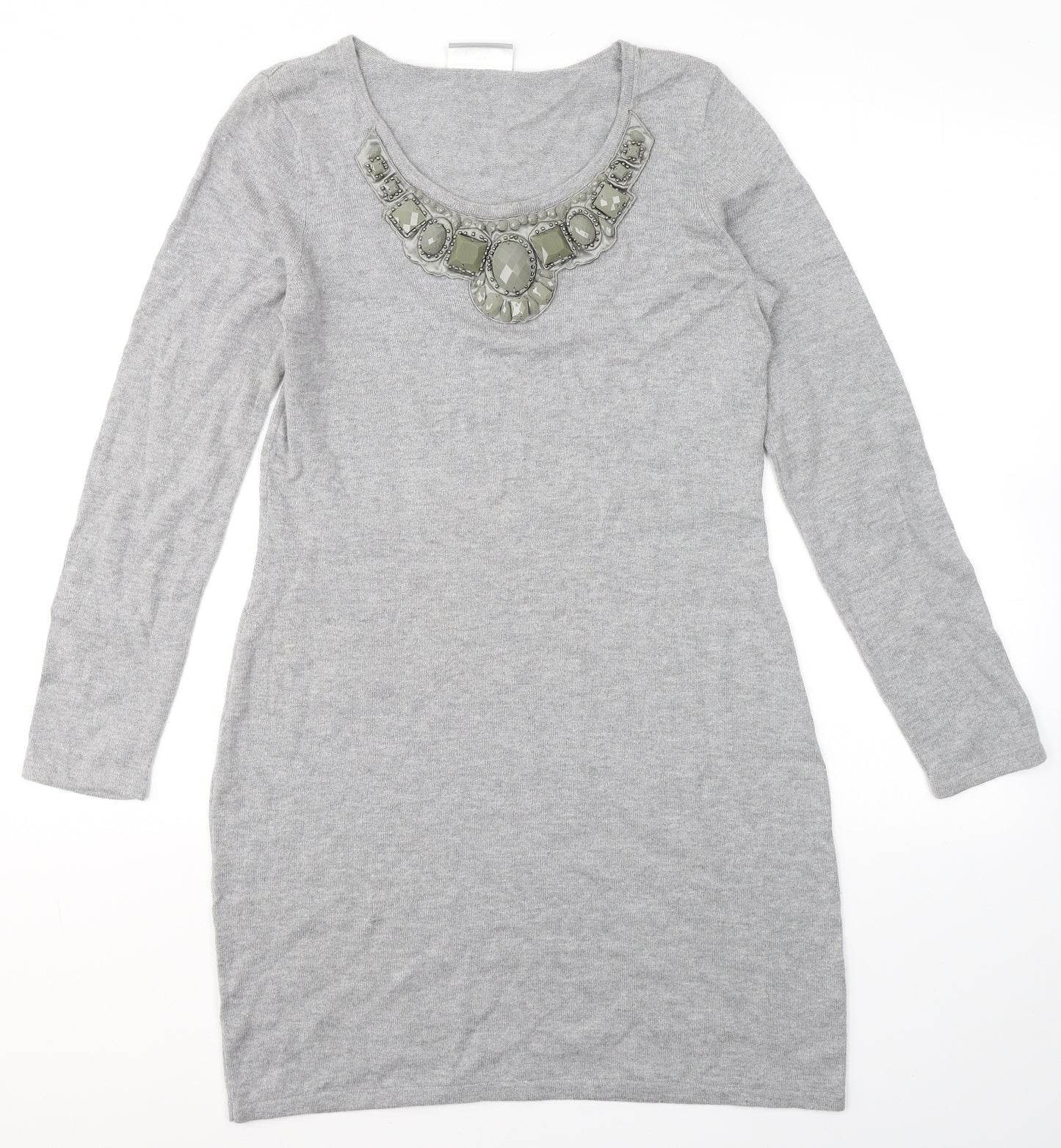 Wallis Womens Grey  Cotton A-Line  Size S  Round Neck