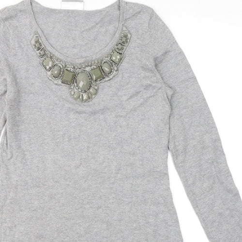 Wallis Womens Grey  Cotton A-Line  Size S  Round Neck