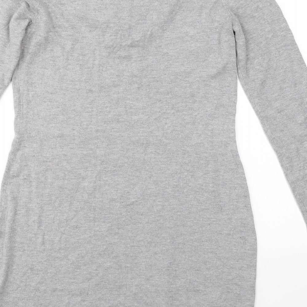 Wallis Womens Grey  Cotton A-Line  Size S  Round Neck